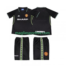 Completo Calcio Manchester United 1999 Retro Bambino Divisa Terza 1998